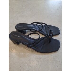 Reformation Meena Black Block Heel strappy sandal women SZ 8.5 minalmalist party